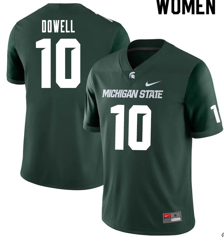 Women #10 Michael Dowell Michigan State Spartans College Football Jerseys Sale-Green